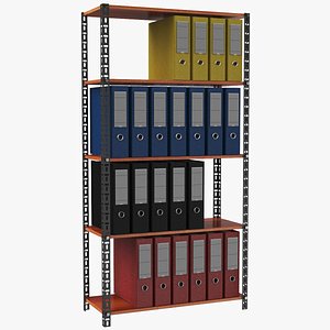 3D real office binders shelf model