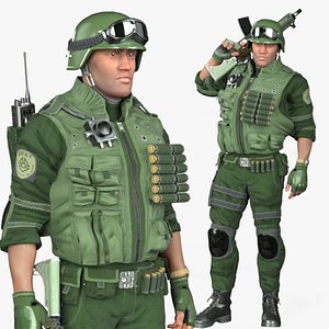 Realistic Rigged Army-C Character Man 3D Model model