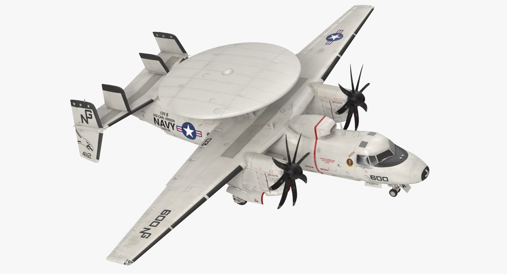 Grumman E-2 Hawkeye Tactical Early Warning Aircraft 3D model preview