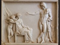 Paris Helen and Eros relief at Achilleion palace on Corfu island
