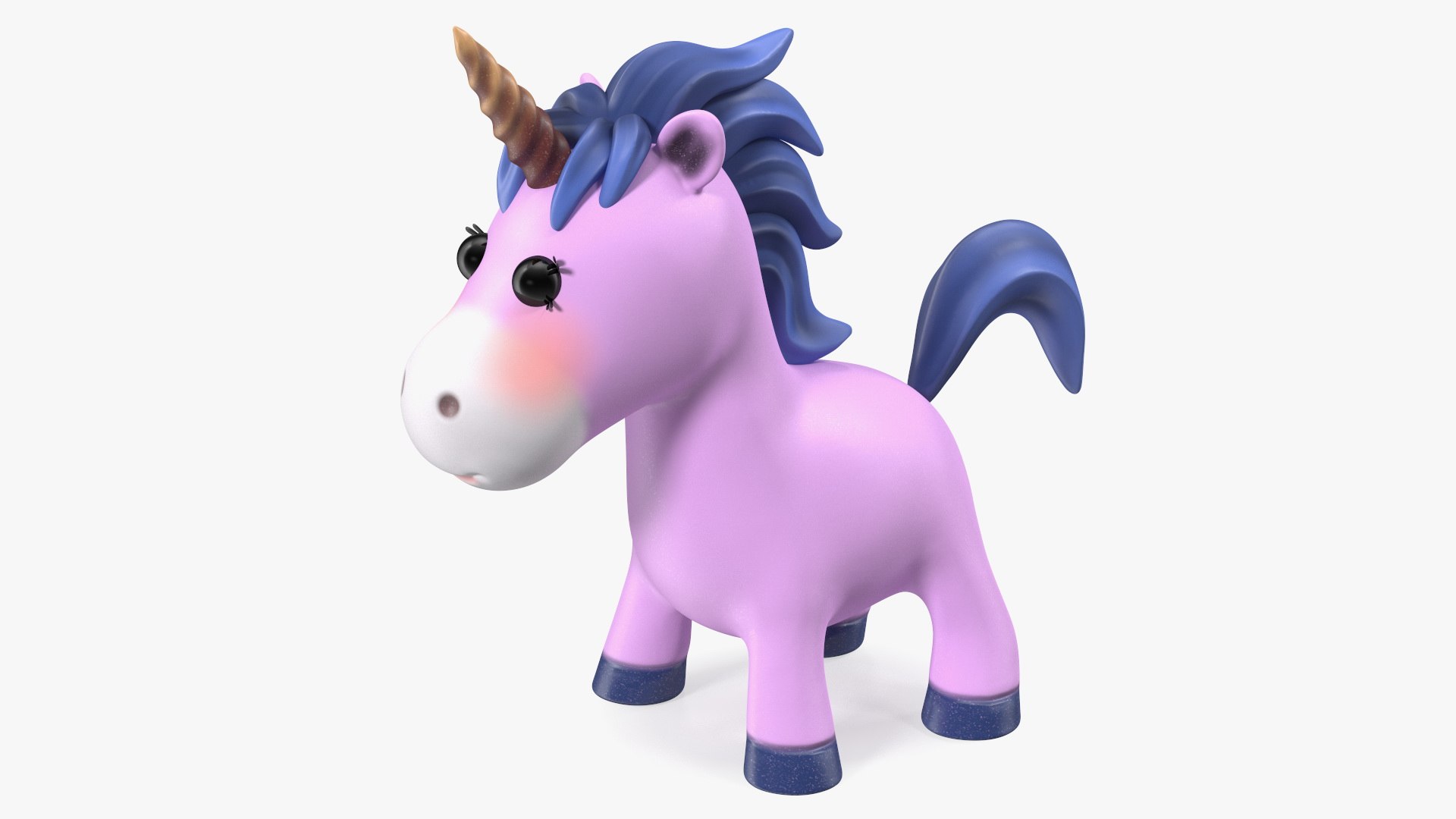 Pink Cartoon Unicorn Neutral Pose 3D model preview