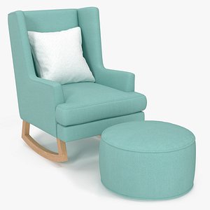 Nursery Rocking Chair with Ottoman Mint 3D