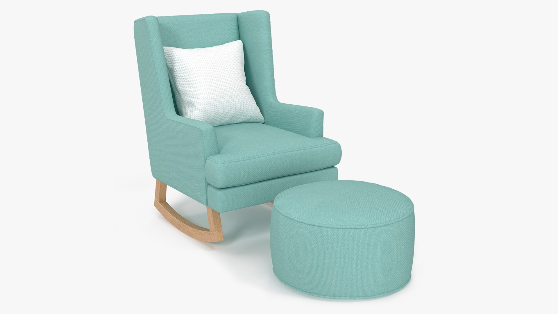 Nursery Rocking Chair with Ottoman Mint 3D model preview