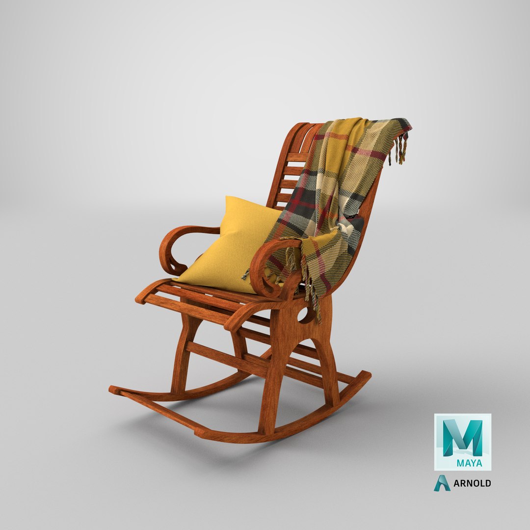3D Rocking Chair With Textile Model - TurboSquid 2128472