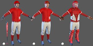 baseball players batter ball 3D model