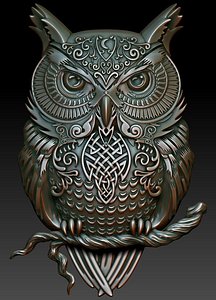3D model celtic owl relief printing