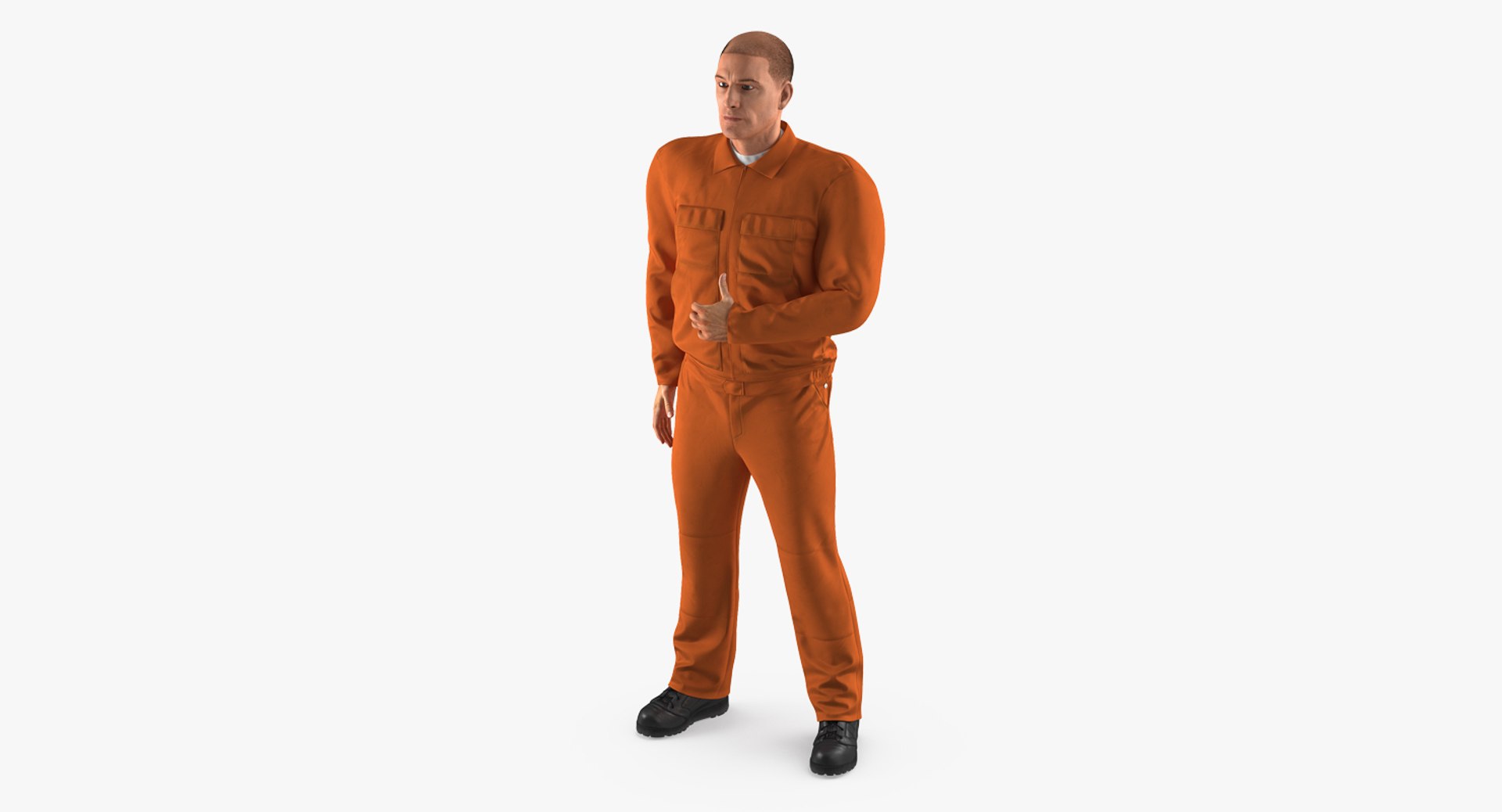 Builder Wearing Orange Long Sleeve Coveralls Rigged 3D model preview