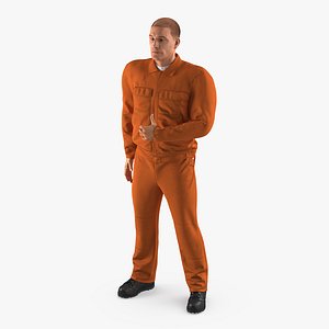 builder wearing orange long 3D model