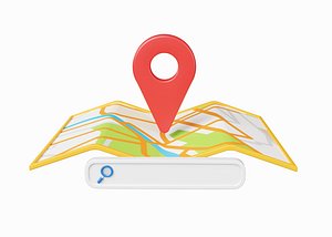 3D Map Find Location 3D Icon illustration model