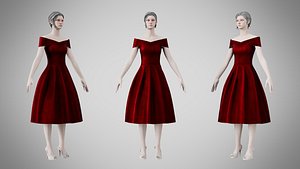 Dress 42 Burgundy Velvet 3D model