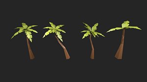 Palm Trees Low Poly Set 3D