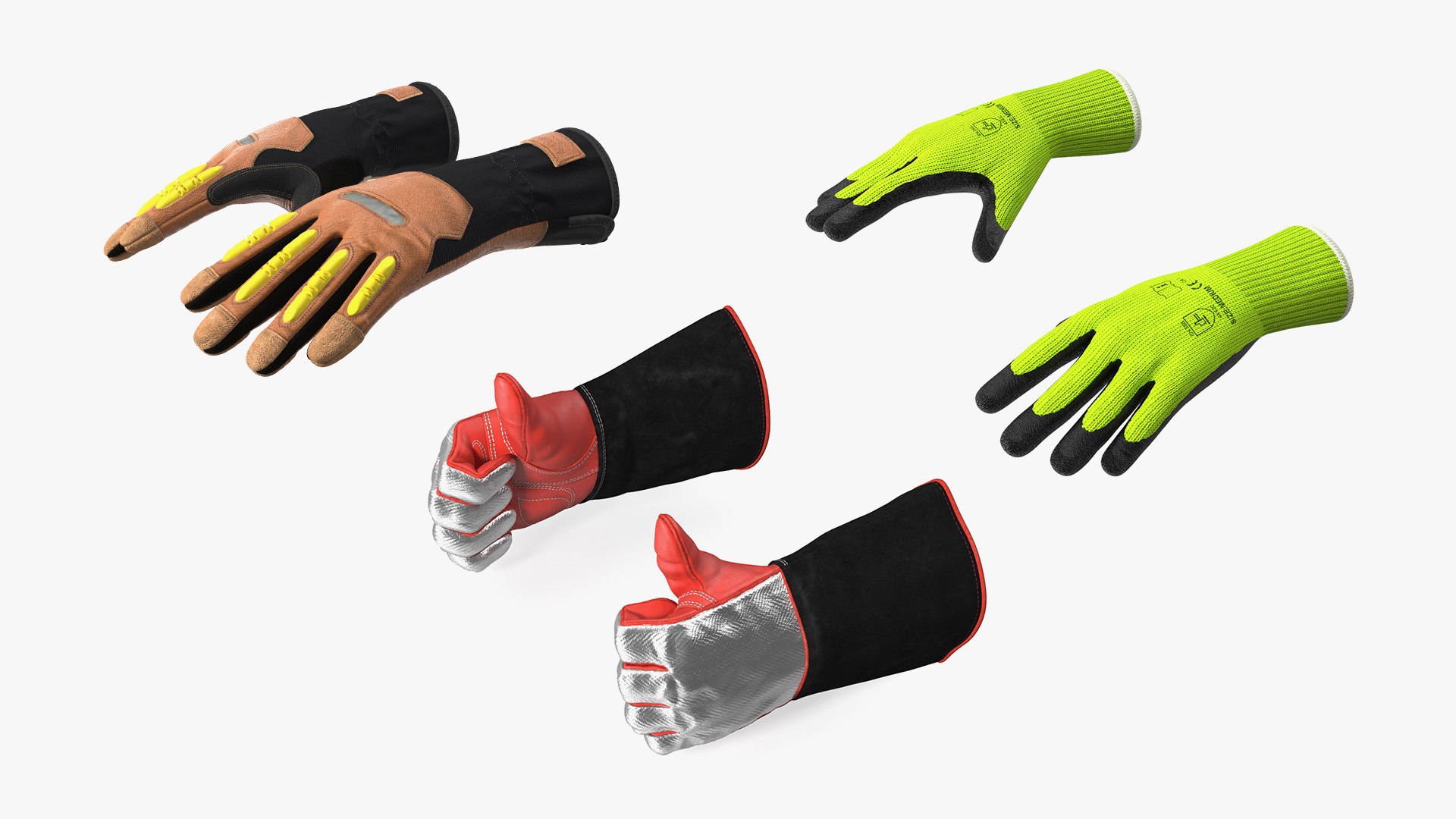 Rigged Heavy Duty Safety Gloves Collection 2 for Modo 3D model preview