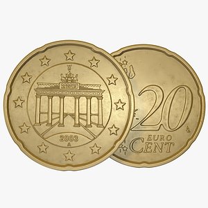 German Euro Coin 20 Cent 3D Model