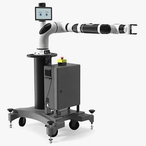 3D Collaborative Robot with Mobile Pedestal Rigged for Maya