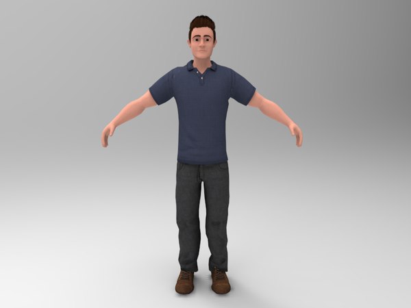 young cartoon man 3D model