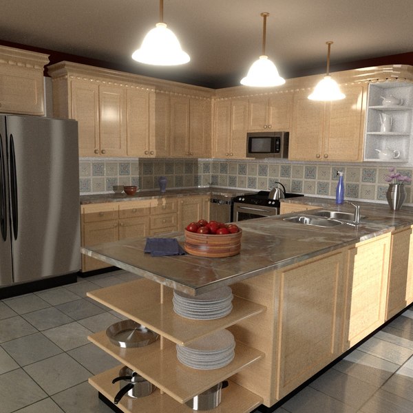 kitchen refrigerator stove 3d 3ds