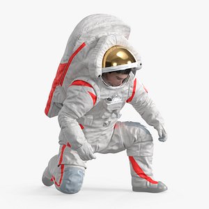 Crawling Astronaut in China Lunar Spacesuit Fur