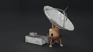 Abandoned radio observatory building with satelitte dish 3D model