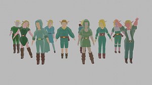 Low Poly Elves Collection Pack 3D model