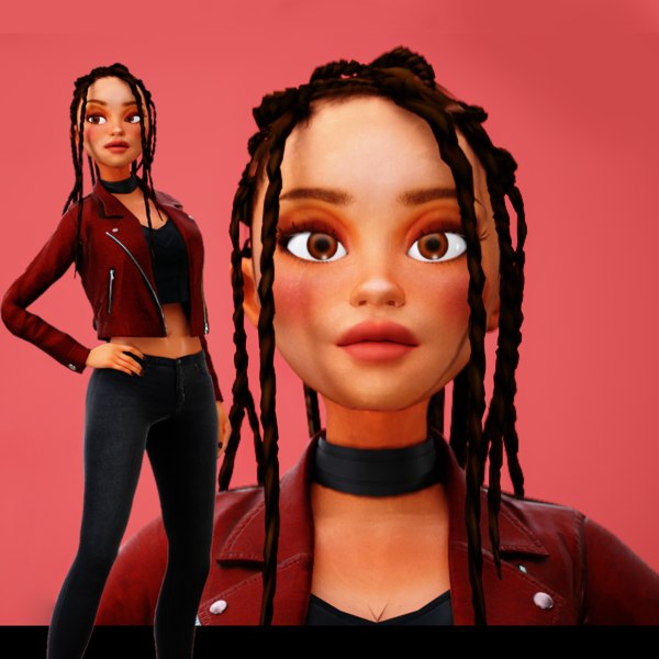 3D Stylized Cartoon Girl Character Rigged