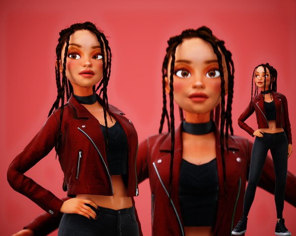 3D Stylized Cartoon Girl Character Rigged