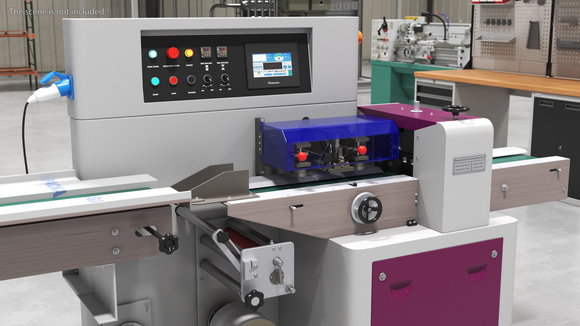 Horizontal Flow Pack Machine With Conveyor Belt Model - TurboSquid 2376637