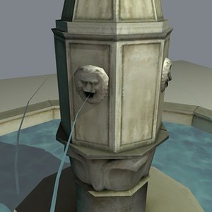 italian style fountain twilight 3d max