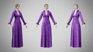 Dress 29 Royal Velvet Purple With Design