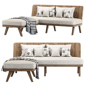 Alexa wooden corner loveseat
