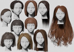 10 hairstyles 3D model