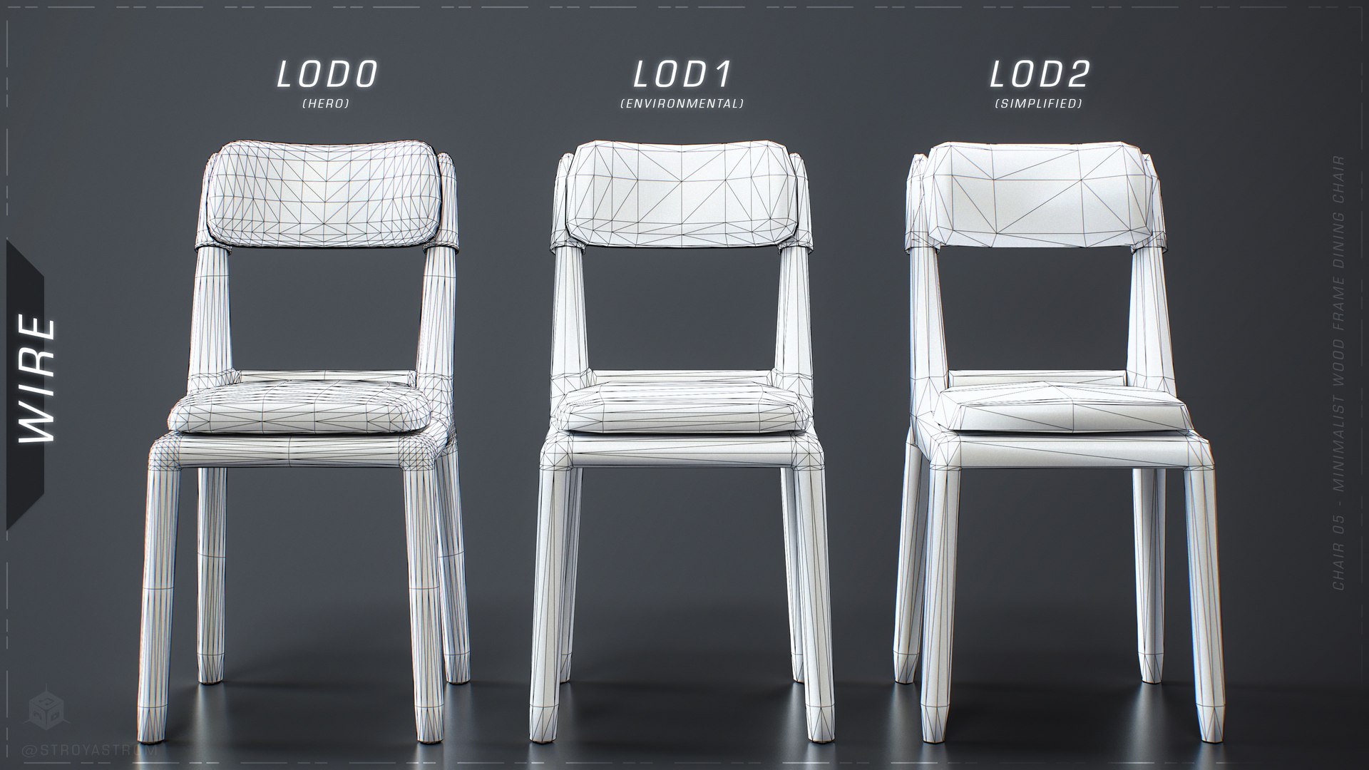 Chair 05 - Minimalist Wood Frame Dining Chair 3D model https://p.turbosquid.com/ts-thumb/BK/Apai3C/hf/chr05_lodswireframe/jpg/1780045314/1920x1080/fit_q87/b4e1e795255f3535dac43670d250c432df59a709/chr05_lodswireframe.jpg