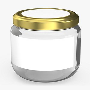 Glass Small Jar with Label 3D model
