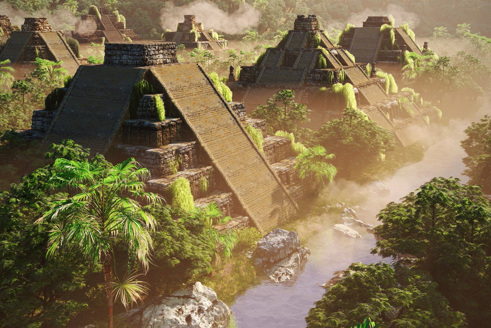 Aztec Pyramids Scene 3D - TurboSquid 2090001