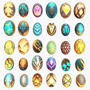 3D Lowpoly Fantasy Dragon Eggs Collection