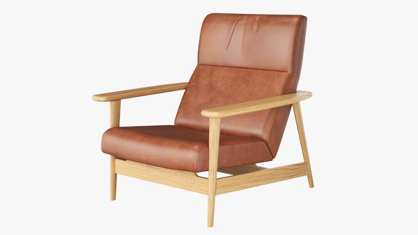 Mid century show wood leather chair outlet