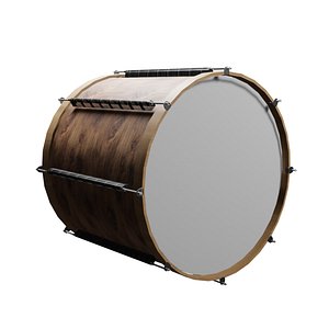 Detailed Wooden Bass Drum 3D Model - Blender