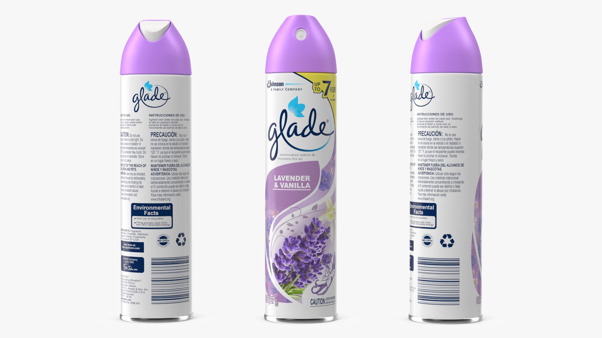 Glade Air Freshener Aerosol Spray Lavender and Vanilla 3D model preview