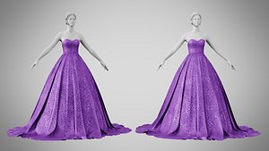 Dress 47 Royal Velvet Purple With Design