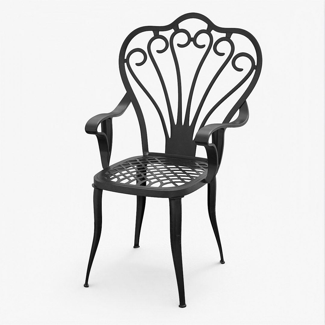 Garden Chair Black Metal 3D model preview