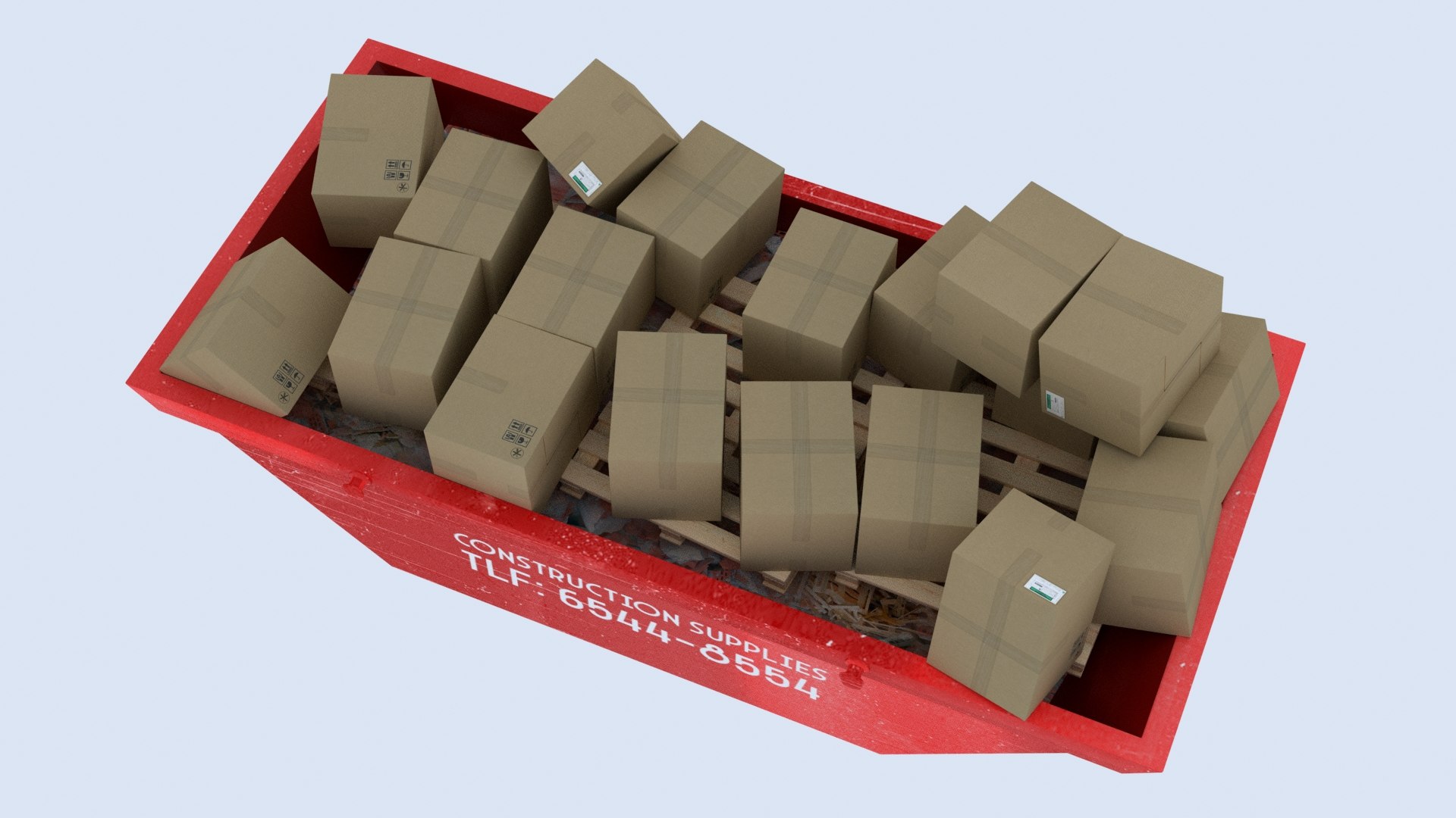 3D model Industrial Container with cardboard boxes - TurboSquid 1965325