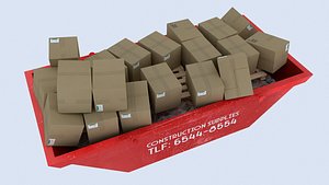 3D model Industrial Container with cardboard boxes