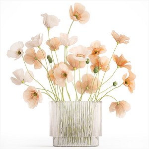Bouquet of wildflowers in a glass vase with poppy 419
