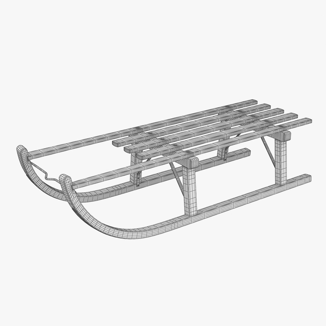 wooden sledge 3d model