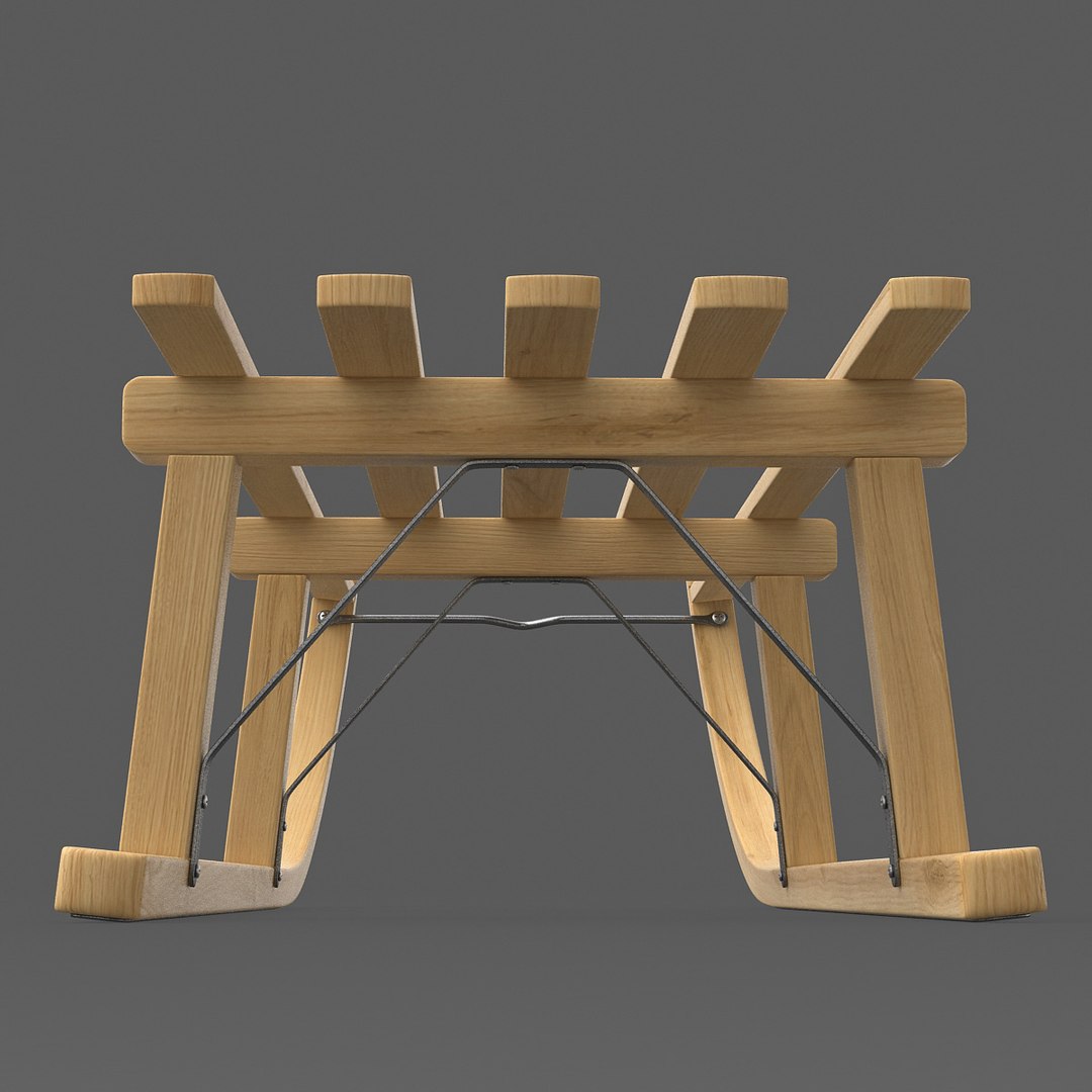 wooden sledge 3d model