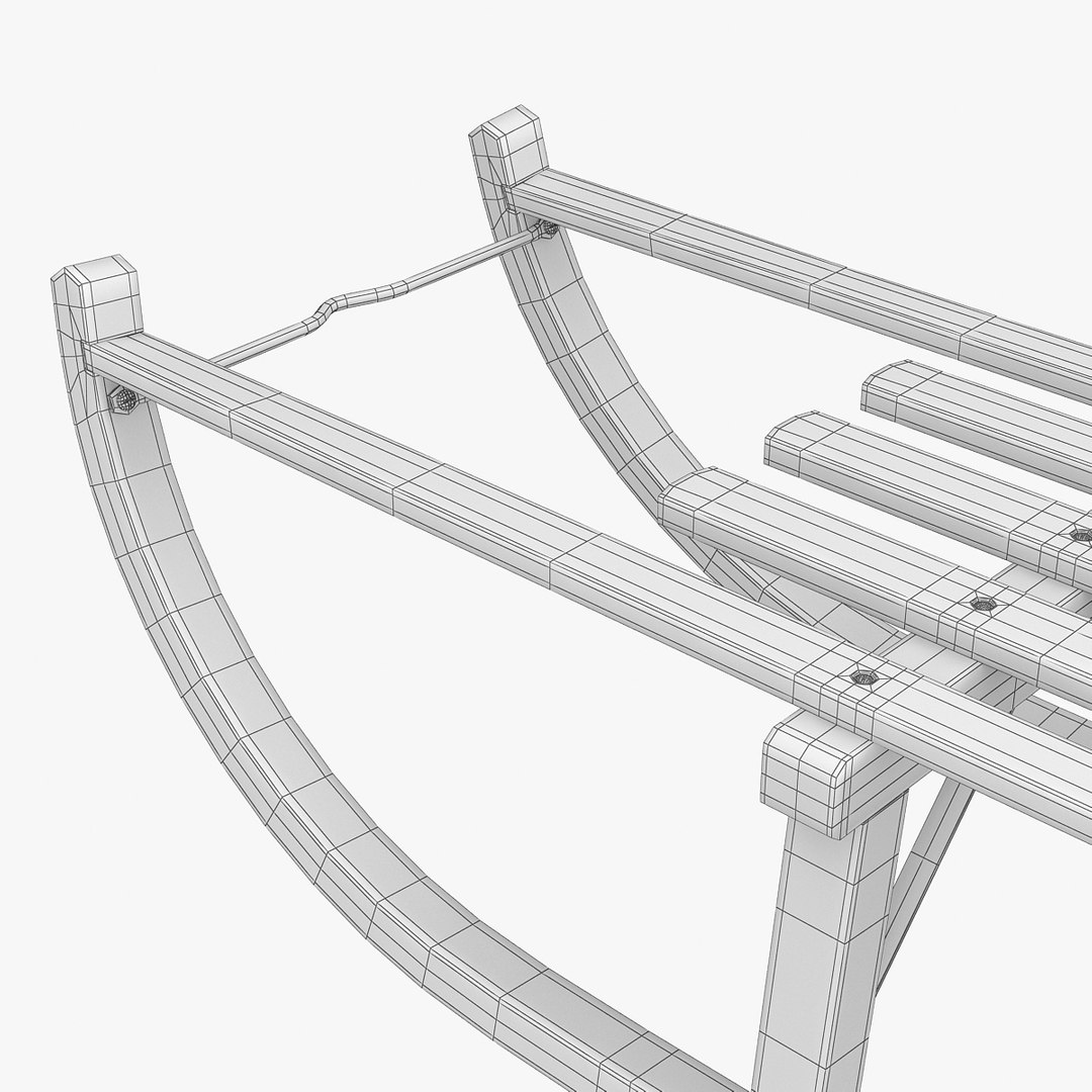 wooden sledge 3d model