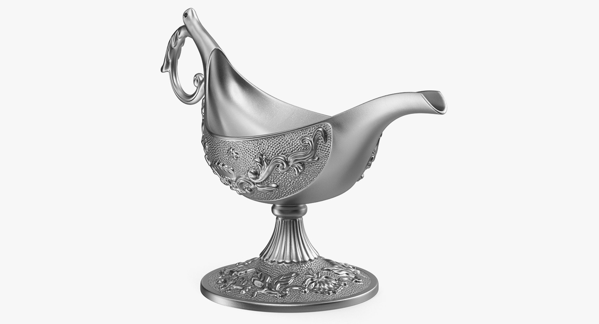 Silver Oil Lamp 3D Model 3D model preview