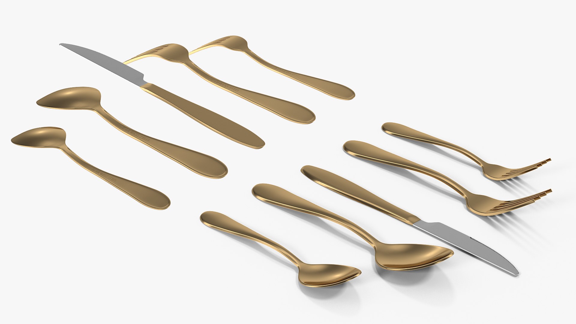 Golden Flatware Set Gold 3D Model - TurboSquid 1466626