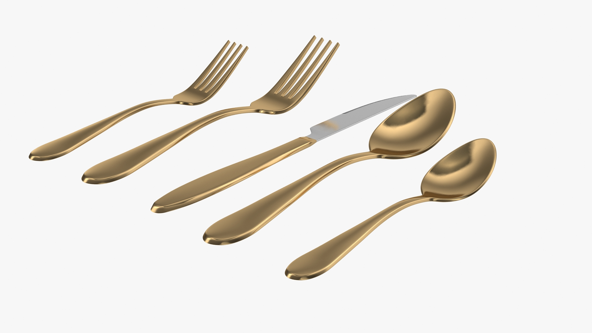 Golden Flatware Set Gold 3D Model - TurboSquid 1466626