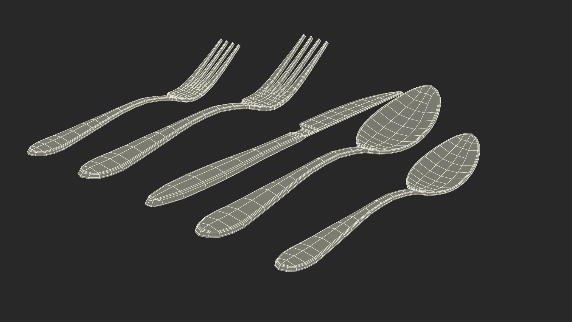 Golden Flatware Set Gold 3D Model - TurboSquid 1466626