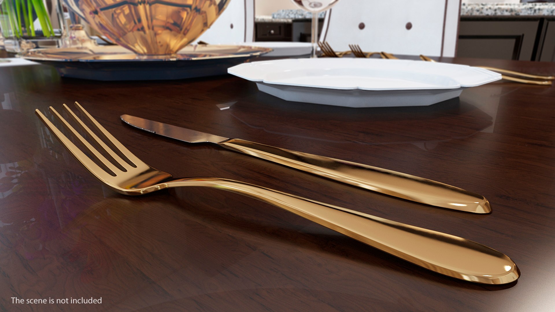 Golden Flatware Set Gold 3D Model - TurboSquid 1466626